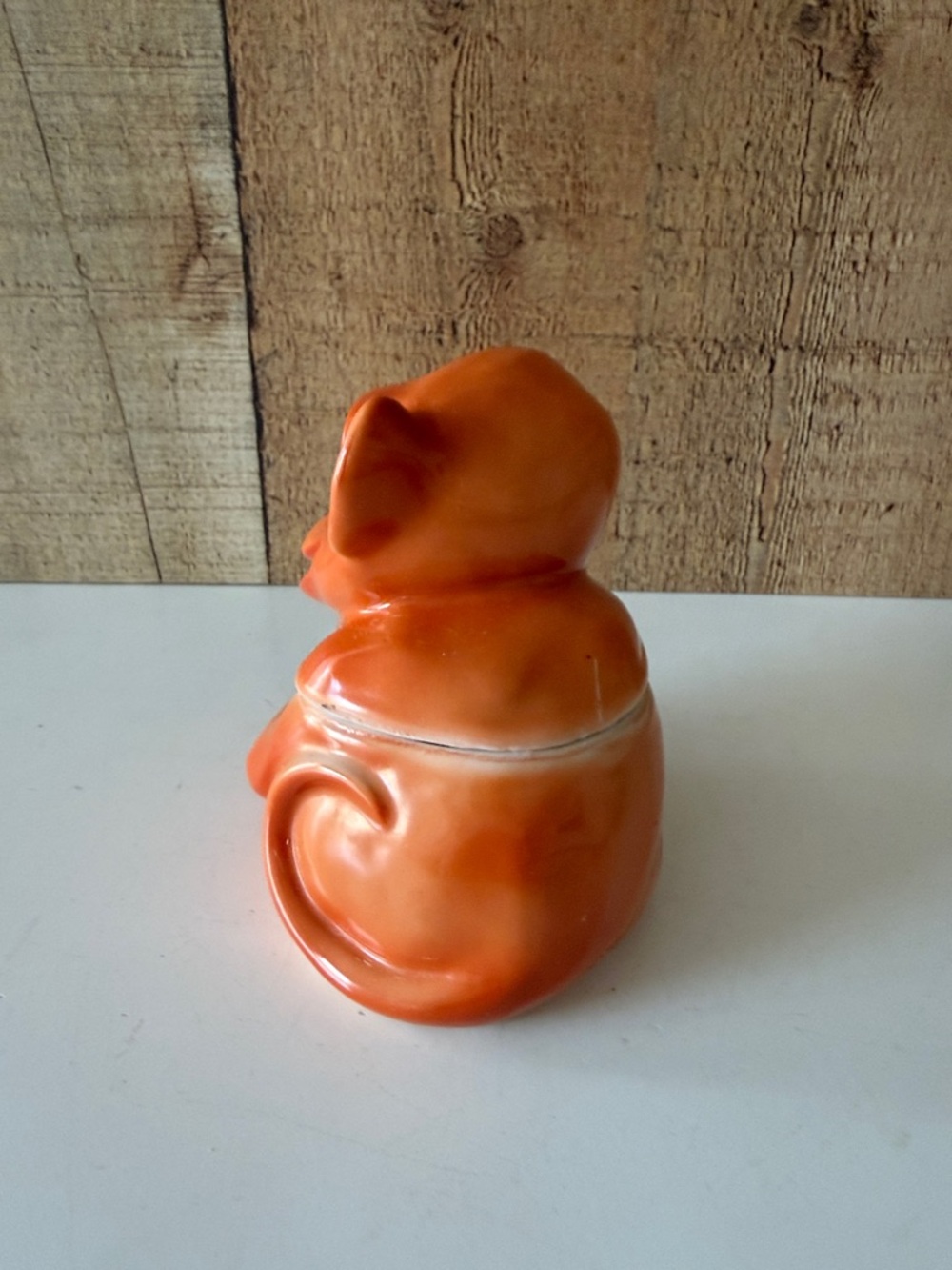 Vintage 1940’s Hand Painted Orange Ceramic Monkey Sugar Bowl 🐵🐒 - Picture 6 of 11